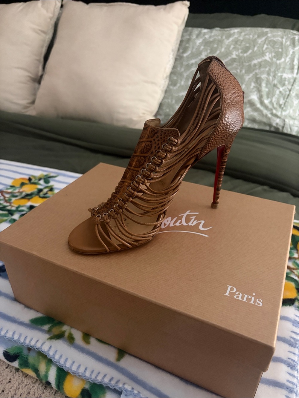 Christian Louboutin Brown Strappy High Heel Sandal